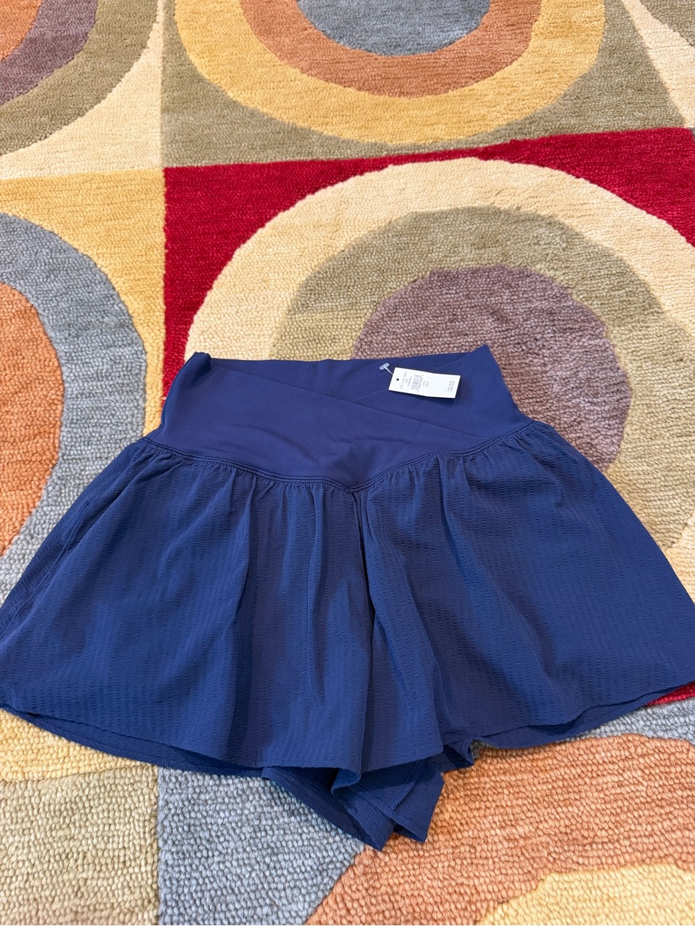 NWT Offline by Aerie Real Me High Rise Crossover Waistband Navy Blue Shorts S